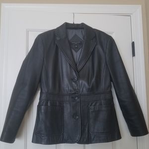 Valerie Stevens Petite Black Leather Blazer